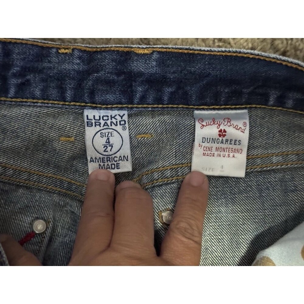 LUCKY BRAND Vintage Dungarees Boot Cut Jeans Mid Rise Western Boho Y2K 27x31 - Picture 5 of 9